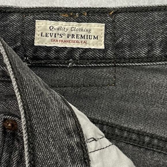 LEVIS Premium 501 Shorts Womens 26 Button Fly High Rise BIG E Distressed Denim - Picture 2 of 12